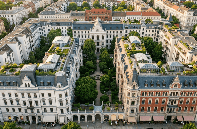 Historische Gründerzeit-Architektur mit reich verzierter Fassade