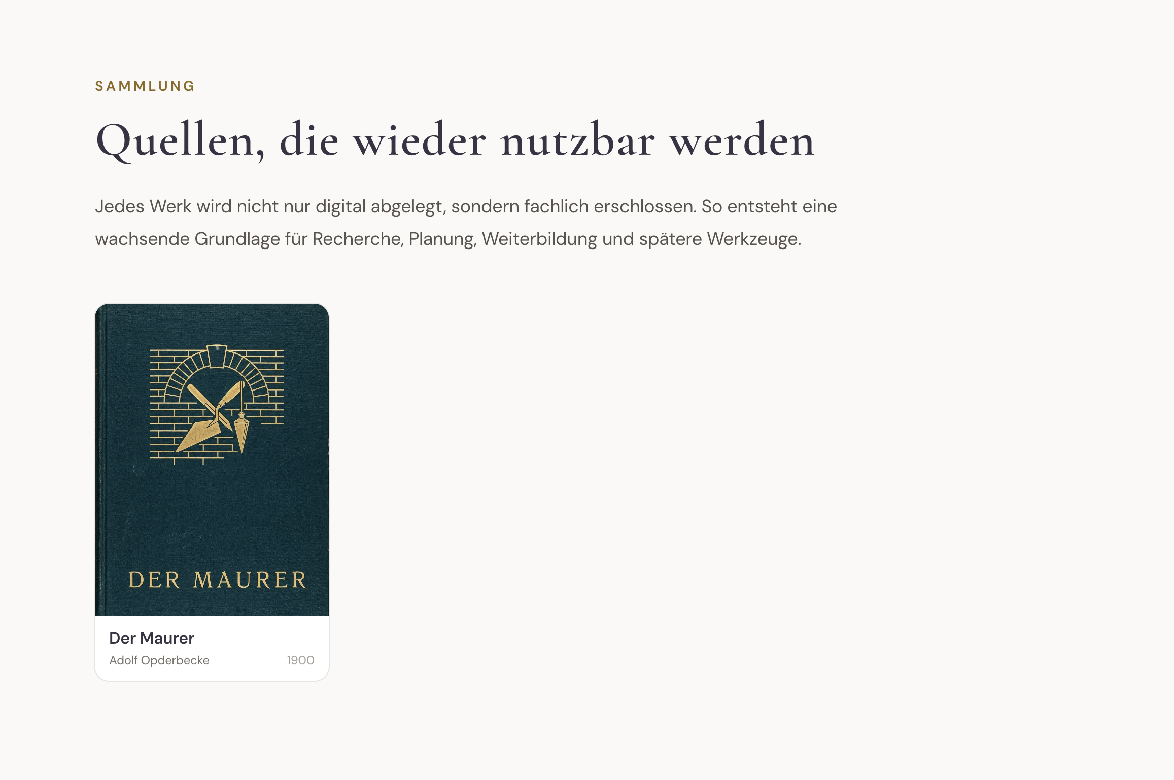 Der Maurer in der Bibliotheksübersicht
