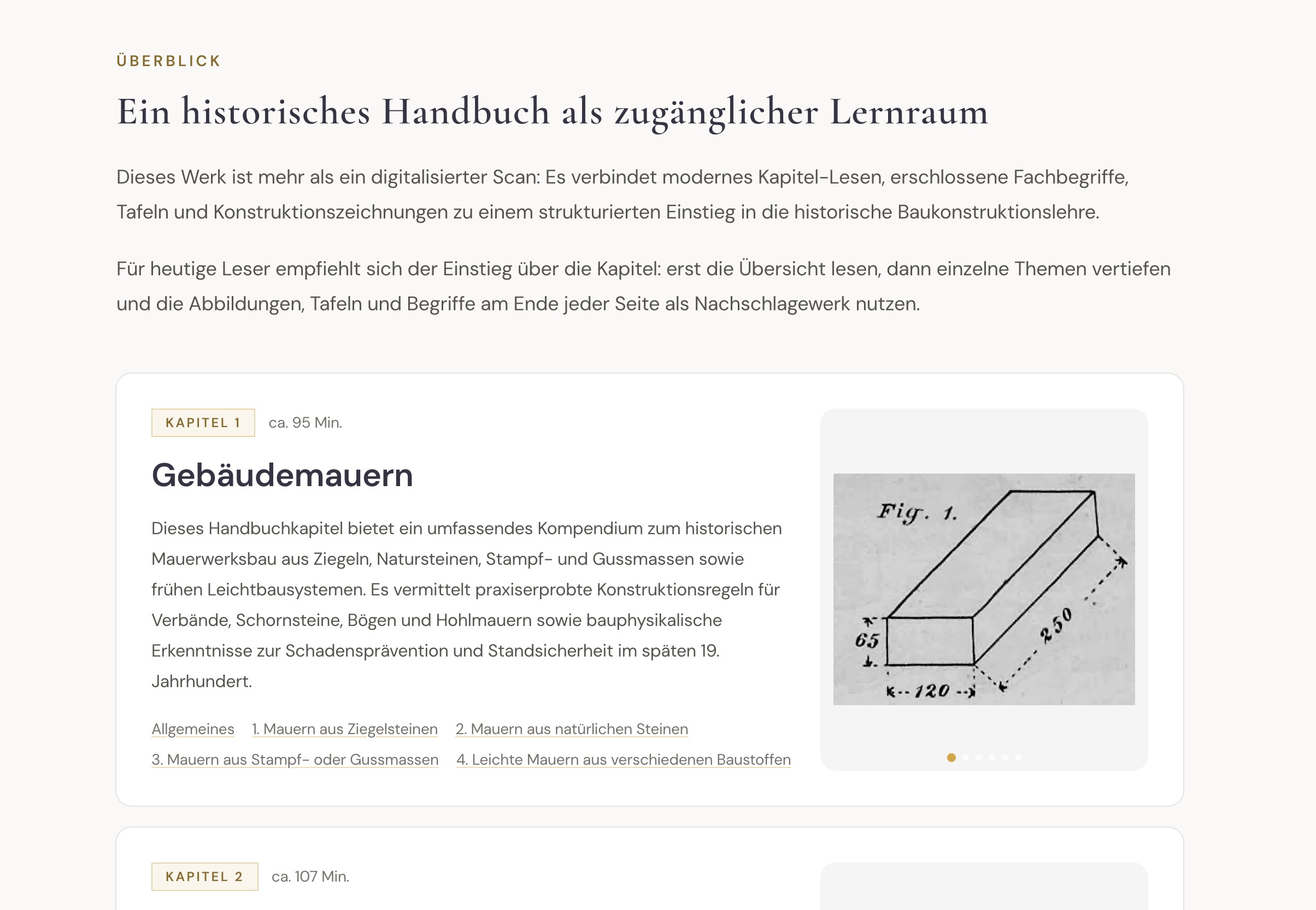 Buchüberblick von Der Maurer mit Kapitelkarten und Abbildungsvorschau