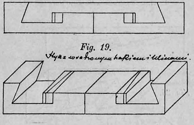 19: Holzstoß mit Hakenstück und Keilsicherung.