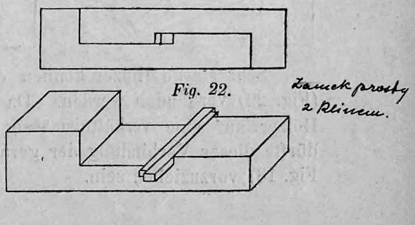 22: Gerader Schlossstoß mit zusätzlichem Keil.