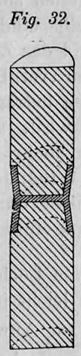 32: Gerader Stoß für Rundhölzer mit eisernem Schuh.