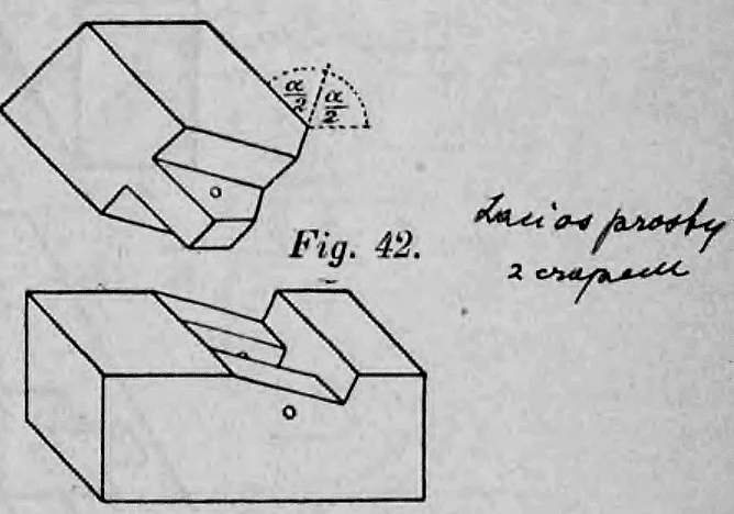 Fig. 42: Darstellung einer einfachen Versatzung (Stirnversatzung) mit Winkelhalbierung.