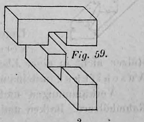 Fig. 59: Zeichnung einer Kreuzüberblattung, bei der beide Hölzer durchlaufen.