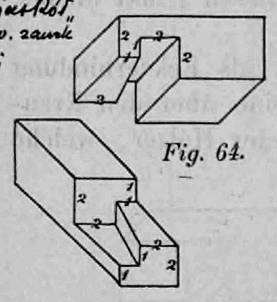 Fig. 64: Isometrische Darstellung einer hakenförmigen Überblattung.