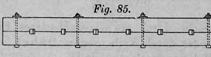 Fig. 85: Ansicht eines verdübelten Balkens mit quadratischen Dübeln.