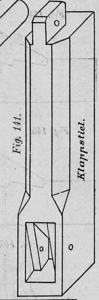 Fig. 141: Einzelzeichnung eines Klappstiels mit Zapfenverbindungen.