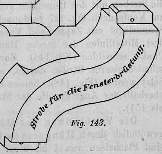 Fig. 143: Detail einer geschwungenen, profilierten Strebe für eine Fensterbrüstung.
