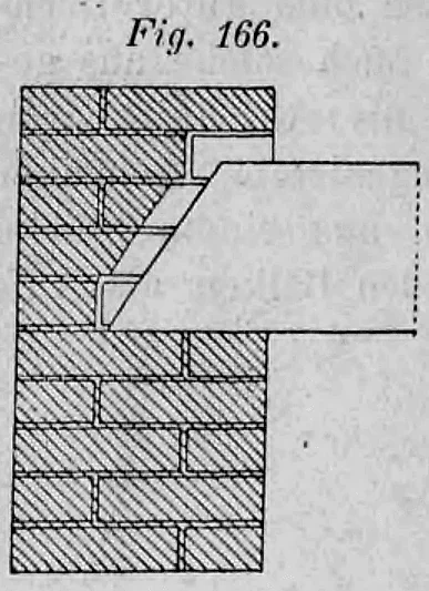 Fig. 166: Detail eines amerikanisch abgeschrägten Balkenkopfes im Mauerwerk.