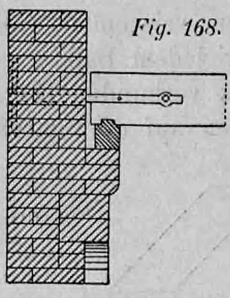 Fig. 168: Balkenauflagerung mittels Mauerauskragung vor einer Brandmauer.