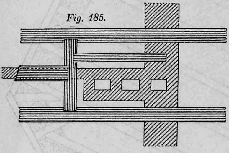 Fig. 185: Detailzeichnung einer Balkenauswechselung im Grundriss.