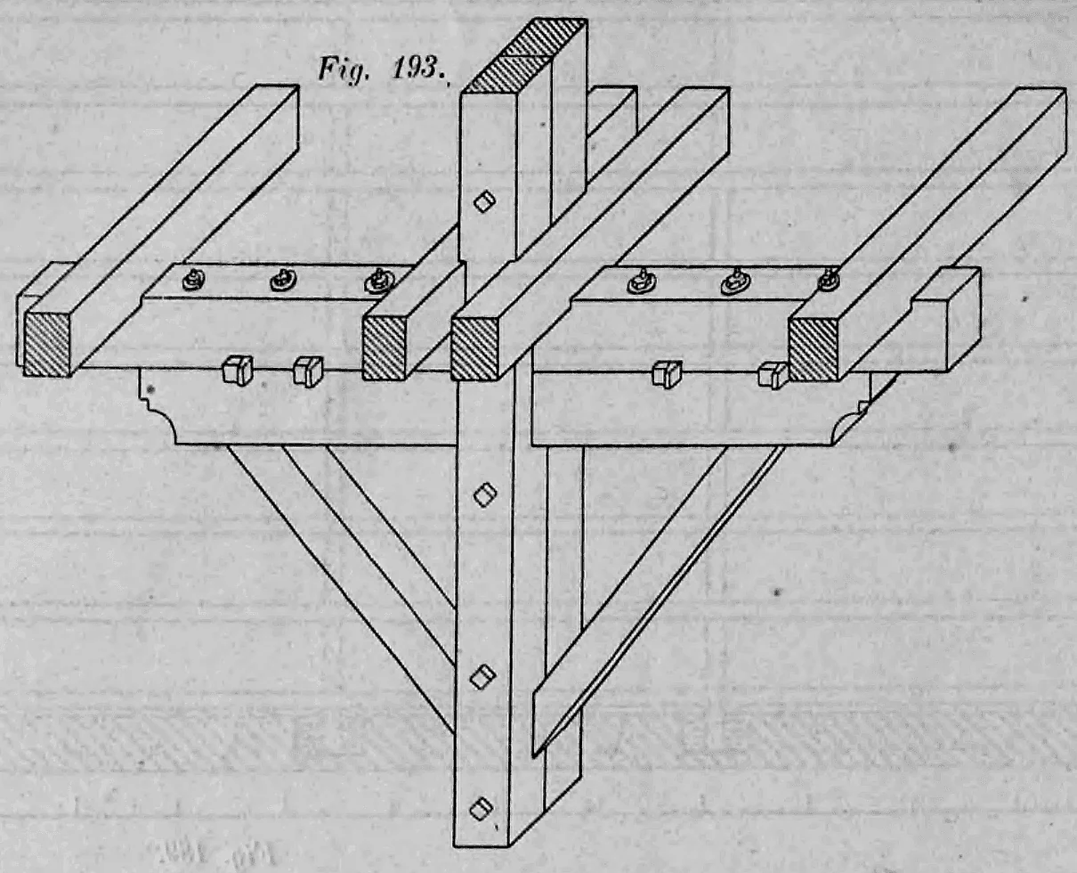 Fig. 193: Isometrische Darstellung einer Balkenverbindung mit einem Unterzug.
