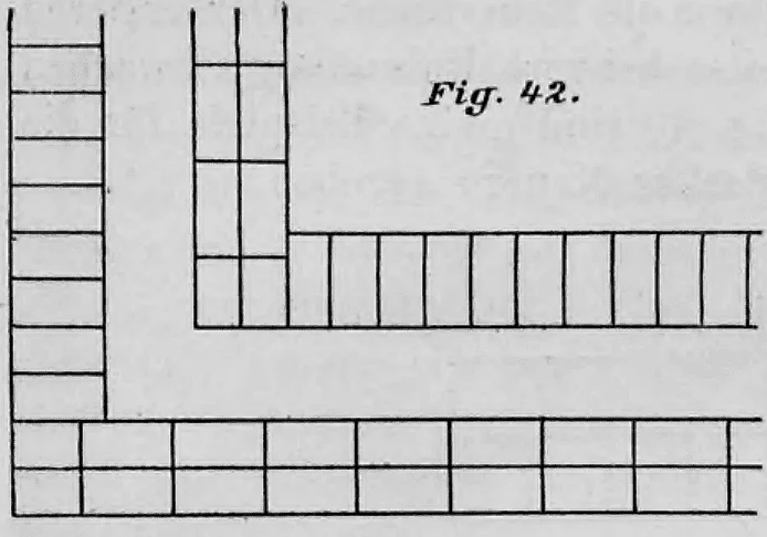 Fig. 42-49: Grundrisse rechtwinkeliger Eckverbände für verschiedene Mauerstärken.