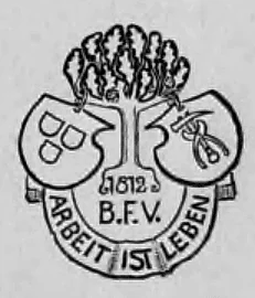 Bild 2: Verlags-Signet des Verlags Bernh. Friedr. Voigt mit dem Motto 'Arbeit ist Leben'.