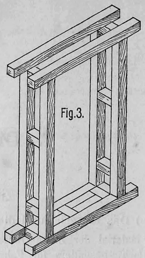 Fig. 3: Darstellung eines Türgerüstes (Kreuzholzzarge) für stärkere Wände mit Entlastungskonstruktion.