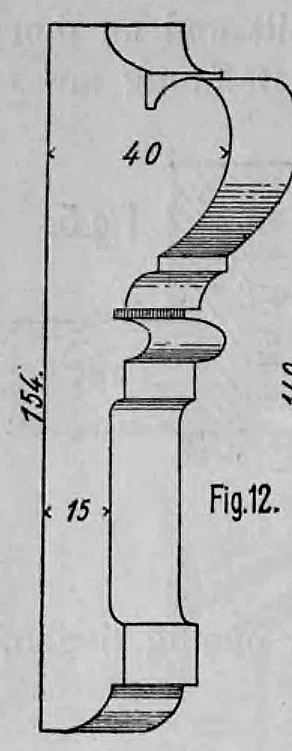 Fig. 12: Querschnitt eines Profils für eine Türbekleidung mit Maßangaben.