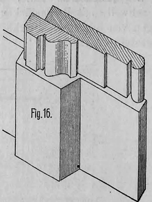 Fig. 16: Perspektivische Ansicht eines Sockelstücks für Türverkleidungen.