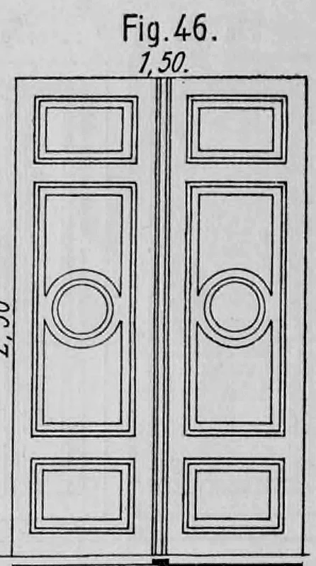 Fig. 46: Ansicht einer zweiflügeligen Zimmertür mit runden Ornamentfüllungen.