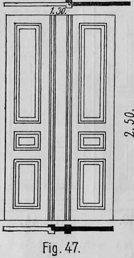 Fig. 47: Ansicht einer asymmetrisch geteilten Flügeltür mit optisch dreiteiliger Gliederung.