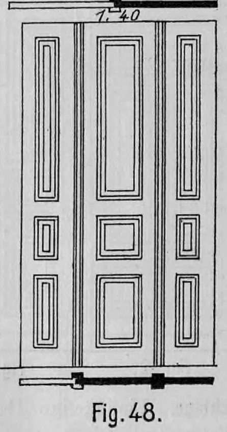 Fig. 48: Ansicht einer 1,40 m breiten Flügeltür mit reicher Querfries-Gliederung.