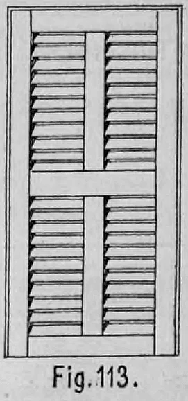 Fig. 113: Ansicht einer klassischen Jalousietür mit feststehenden Lamellen.
