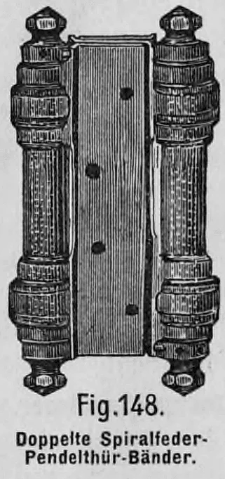 Fig. 148: Detailzeichnung eines Paares doppelter Spiralfeder-Bänder für Pendeltüren.