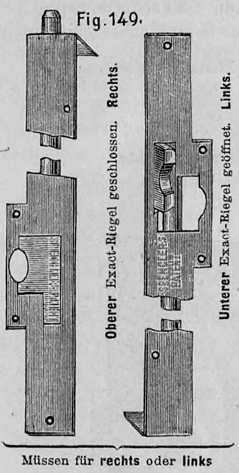Fig. 149: Zwei Varianten von Spengler'schen Exact-Kantenriegeln.