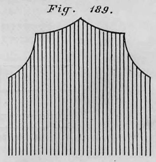 Schematische Zeichnung einer historischen Bogenform (Fig. 189) mit vertikaler Schraffur.