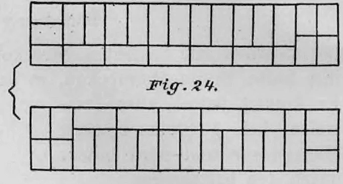 Schematische Darstellung eines Endverbands für eine Ziegelmauer (Fig. 24).
