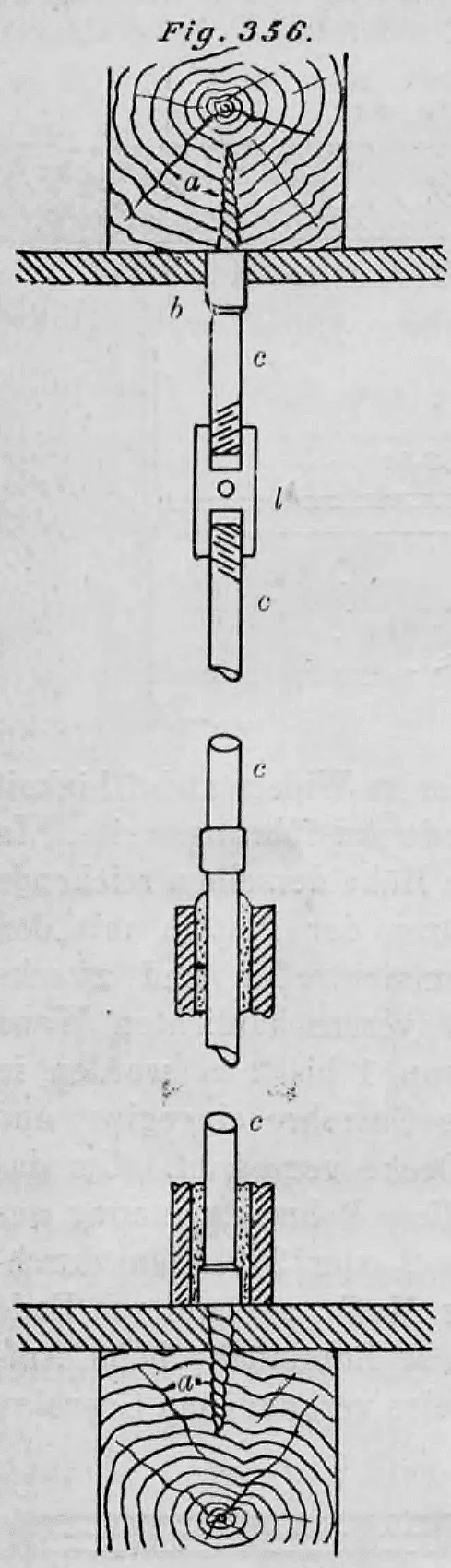 Schematische Darstellung einer vertikalen Rohrverspannung zur Versteifung einer Gipsplattenwand zwischen Holzbalken.