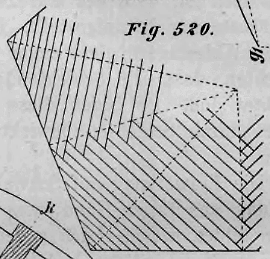 Schematische Darstellung des Mauerverbands einer Schwalbenschwanz-Einwölbung.