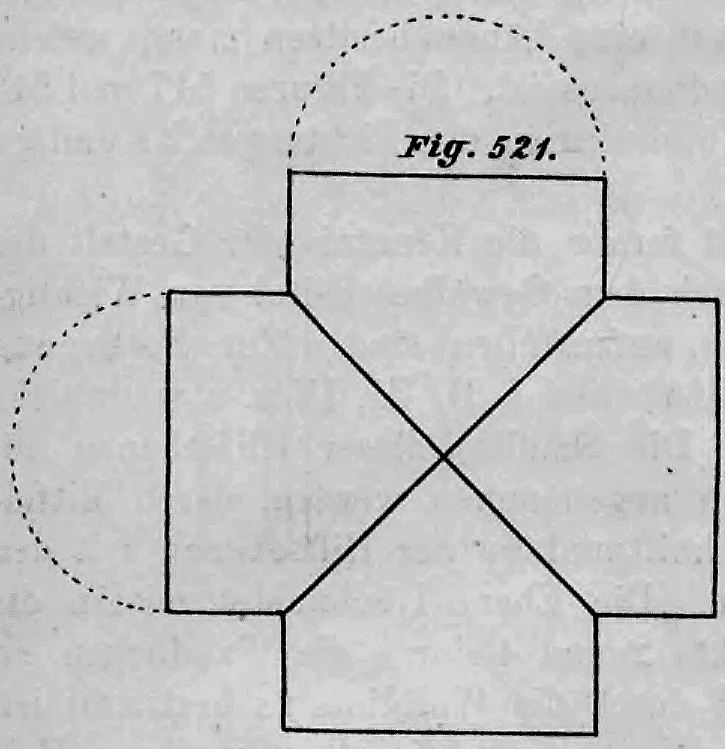 Schematischer Grundriss eines Kreuzgewölbes mit eingezeichneten Gratlinien und Bogenprofilen.