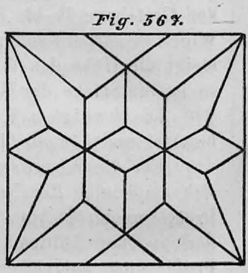 Schematischer Grundriss eines mehrteiligen Kreuzgewölbes in Form eines Sterngewölbes über einem quadratischen Raum.
