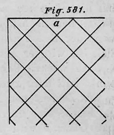 Schematische Darstellung eines diagonal verlegten Plattenbelags mit einer dreieckigen Abschlussplatte.