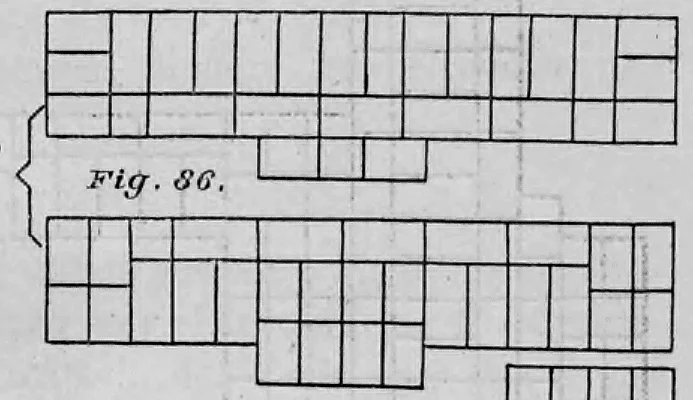 Technische Zeichnung eines Ziegelmauerverbands mit einer einseitigen Pfeilervorlage (Fig. 86).