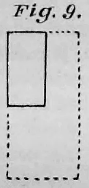 Eine schematische Zeichnung eines Ziegelstein-Teilstücks, das als Viertelstein oder Quartierstück (Riemchen) bezeichnet wird (Fig. 9).