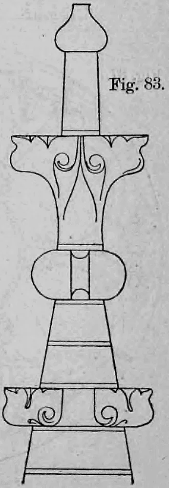 Strukturzeichnung einer historisierenden Giebel- oder Pfeilerendigung mit profiliertem Knauf (Fig. 83).