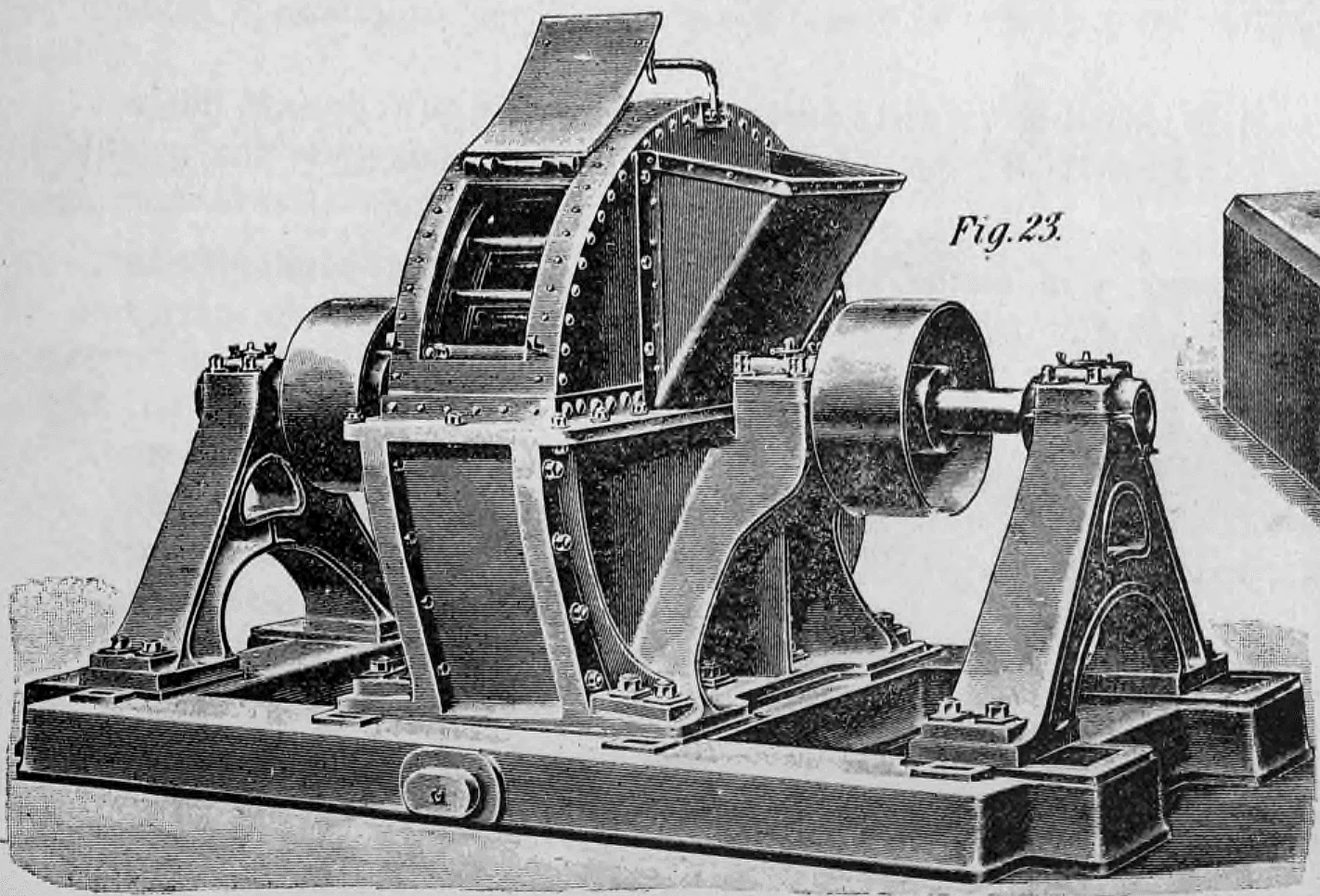 Historische Darstellung einer Schleudermühle (Desintegrator) der Maschinenbauanstalt Humboldt in Kalk bei Köln.