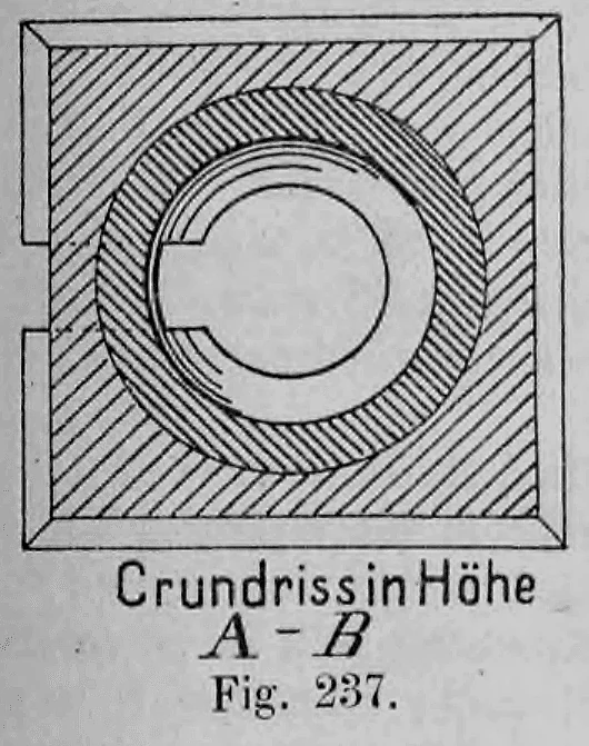 Grundriss eines historischen Schachtofens für Holzfeuerung in der Schnitthöhe A–B.