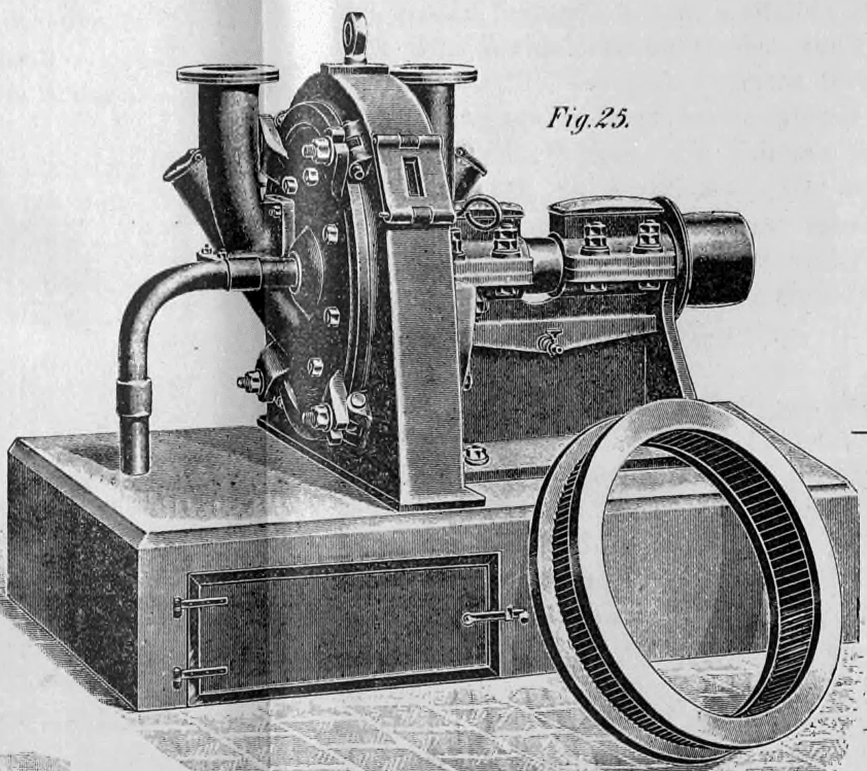 Historische Darstellung einer patentierten Ringrost-Schleudermühle der Maschinenbauanstalt Humboldt aus Kalk bei Köln.