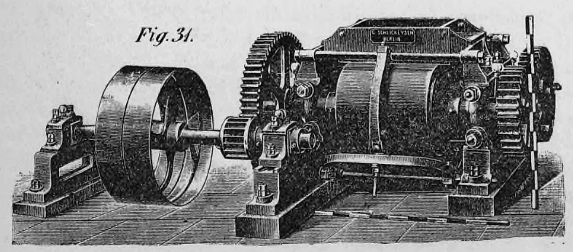 Historische Abbildung eines zylindrischen Walzwerks der Firma C. Schlickeysen aus Berlin (Fig. 31).