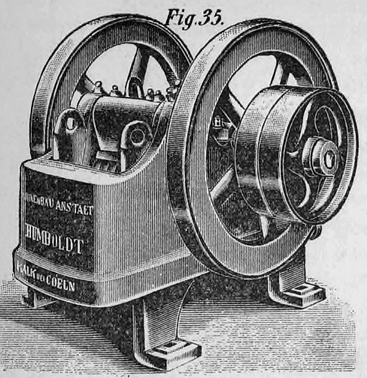 Historische Darstellung eines Backenbrechers (Steinbrechers) der Maschinenbau-Anstalt Humboldt.