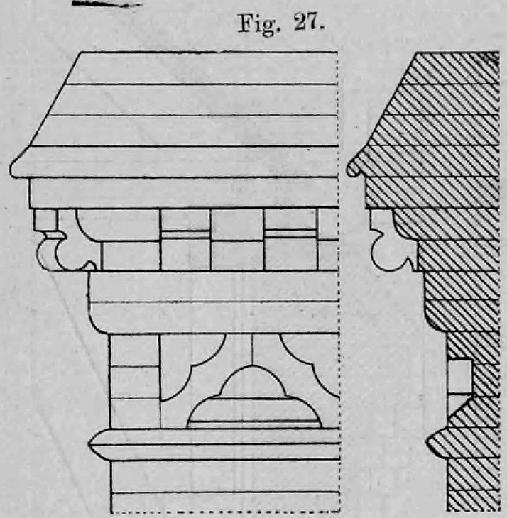 Fig. 27.: Gesims mit kräftiger Profilierung und einer Reihe von Segmentbögen.