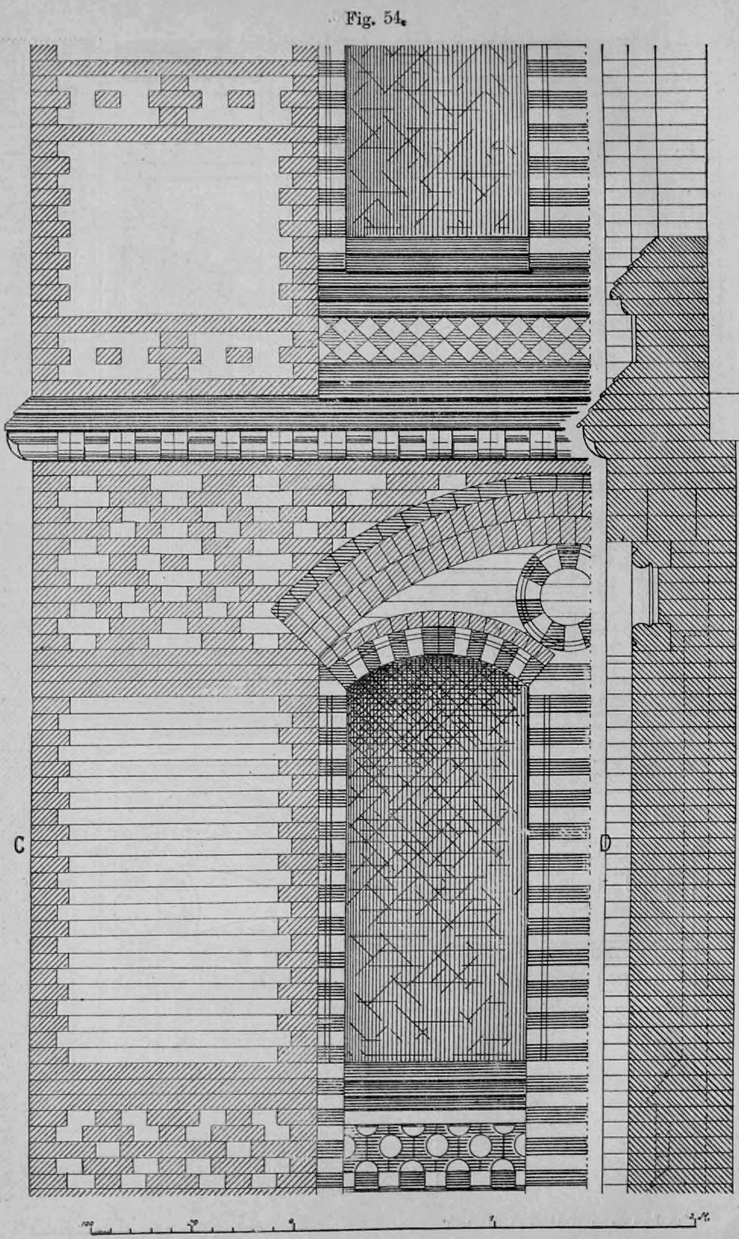 Fig. 54.: Detaildarstellung einer Ziegelfassade mit ornamentalen Mustern.