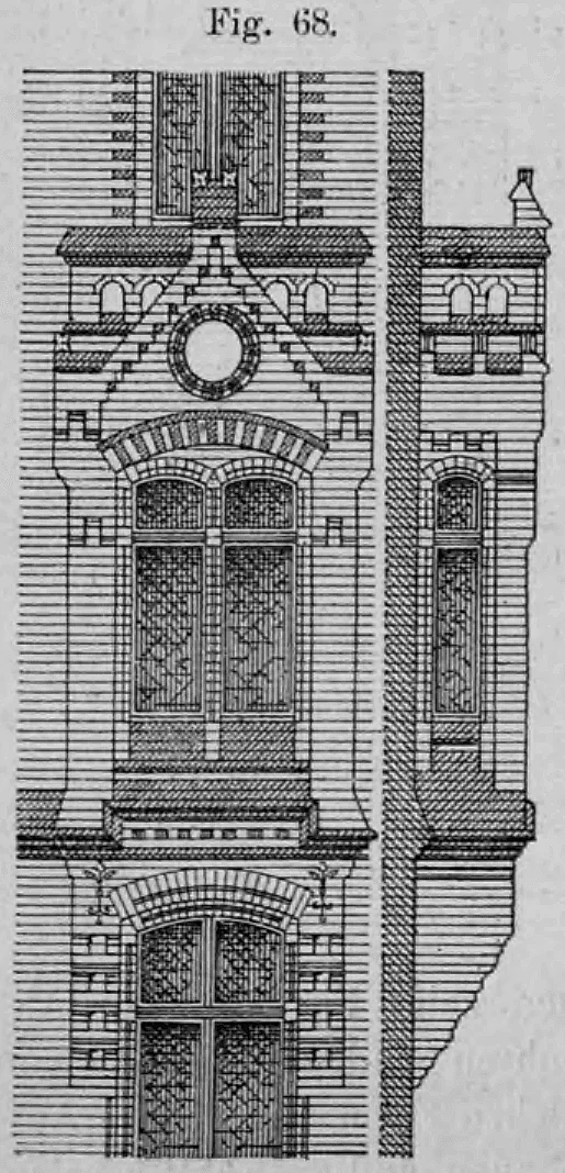 Fig. 68: Teilansicht eines vor die Frontwand vorgekragten Erkerausbaus.
