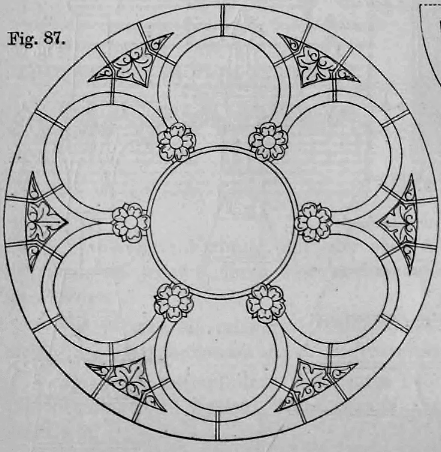 Fig. 87: Vollständiges Radfenster mit zentralem Kreis und sechs Nebenkreisen.