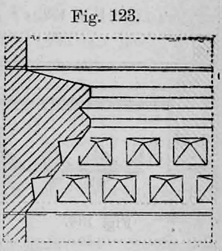 Fig. 123: Gurtgesims mit eingekerbten Diamantquadern.