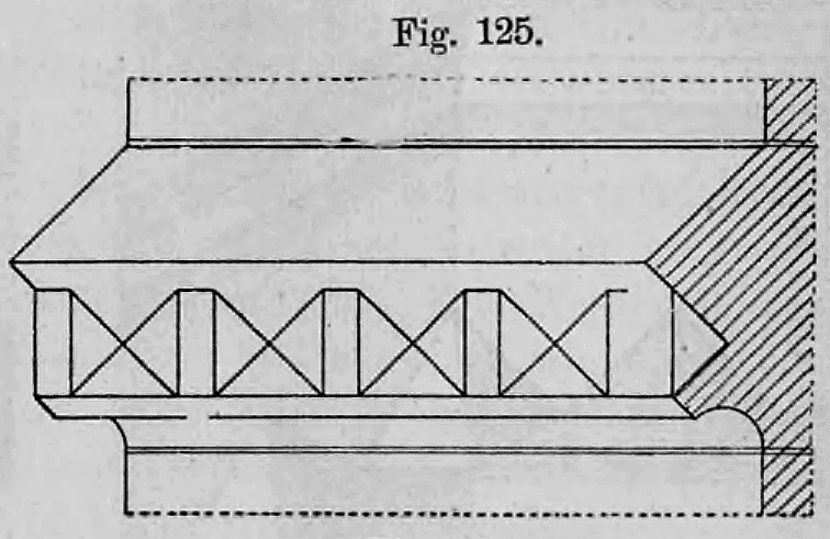 Fig. 125: Variante eines Gurtgesimses mit Diamantschnitt.