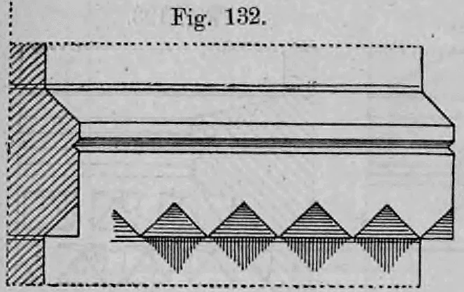 Fig. 132: Gurtgesims mit einem Rauten- oder Diamant-Zickzackmuster in der Schräge.