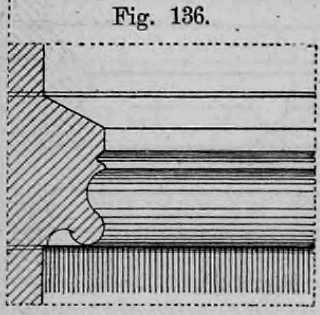 Fig. 136: Profilschnitt eines Gurtgesimses mit einer ausgeprägten Wassernase unter dem Wasserschlag.